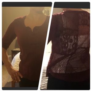 Burgundy top with crochet lace back